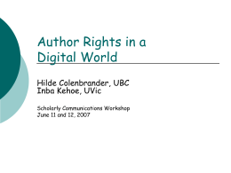 Author Rights in a Digital World