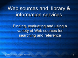 Searching and the Web - Rutgers University School