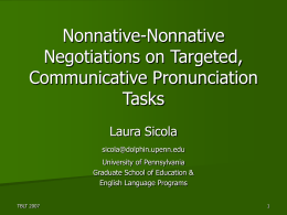 L2 Pronunciation and Cooperative, Task
