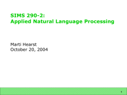 SIMS 290-2: Applied Natural Language Processing: