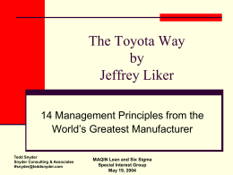 The Toyota Way - Snyder Consulting & Associates
