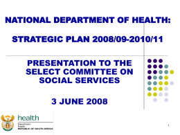 NATIONAL DEPARTMENT OF HEALTH: STRATEGIC PLAN