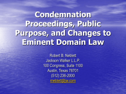 The Use of Eminent Domain in Water Resources