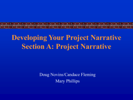 Developing Your Project Narrative Section A: