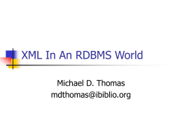 XML In An RDBMS World