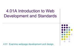 Web Site Development Competency 8 Create a