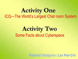 Activity One ICQ--Father of Chatrooms