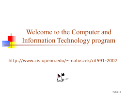 Welcome to the Computer and Information Technology