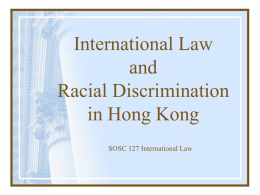 International Law and Racial Discrimination in
