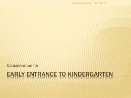 Early Entrance to Kindergarten