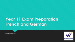 Year 11 Exam Preparation French and German