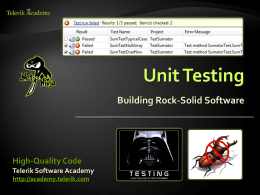 High-Quality Code - Unit Testing