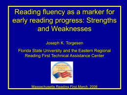 Reading fluency as a marker for early reading