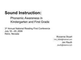 Phonemic Awareness Kindergarten and First Grade