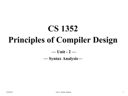 CS 1352 Principles of Compiler Design — Unit