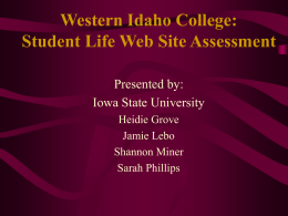 Western Idaho College: Student Life Web Site