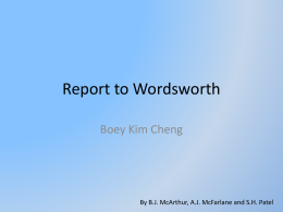 Report to Wordsworth - English Language and
