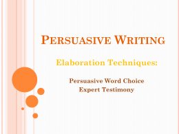 Persuasive Writing - North Thurston Public Schools