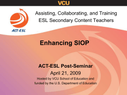 Presentation Title - ACT-ESL