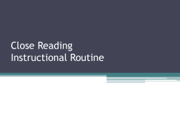 Close Reading Instructional Routine