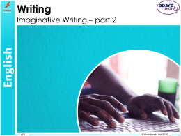 Imaginative Writing – part 2