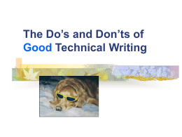 The Do’s and Don’ts of Good Technical CONTENT