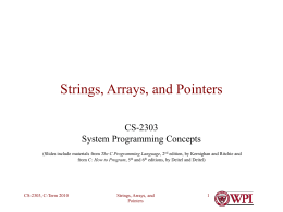 Strings, Arrays, and Pointers