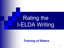 Rating the I-ELDA Writing