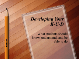 Developing Your K-U-D - barbarakehr