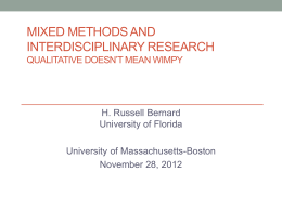 Mixed Methods and Interdisciplinary Research