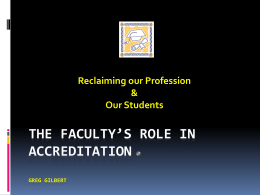 The Faculty’s Role in Accreditation