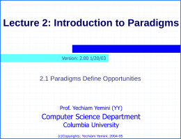 Lecture 2: Introduction to Paradigms