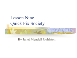 Lesson Nine Quick Fix Society