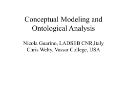 Conceptual Modeling and Ontological Analysis