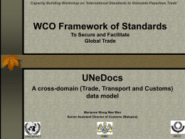 WCO Framework of Standards Tools for secure and