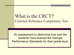 What is the CRCT? - Cobb County ESOL
