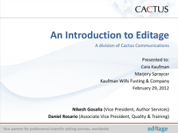Introduction to Editage from CACTUS Communications