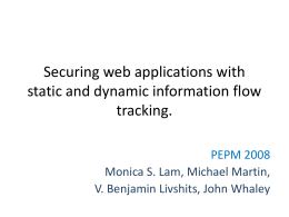 Securing web applications with static and dynamic