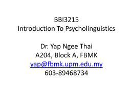 Introduction To Psycholinguistics Chapter 1