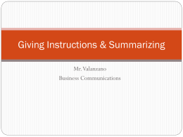 Giving Instructions & Summarizing