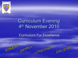 Curriculum Evening 12th November 2009