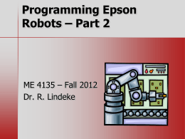 Programming Epson Robots – Part 2