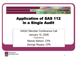 Application of SAS 112 in a Single Audit