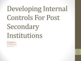 Developing Internal Controls For Post Secondary