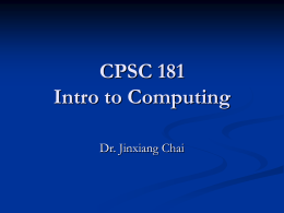 CPSC 289-501 Special Topics: Intro to Computing
