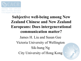 Subjective well-being among New Zealand Chinese