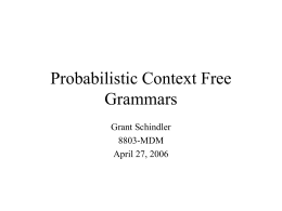 Probabilistic Context Free Grammars