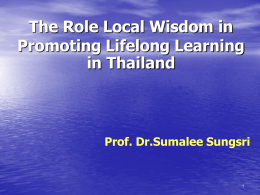 The Role Local Wisdom in Promading Lifelong