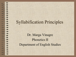 Syllabification Principles - PhoneticsIIUAM
