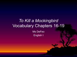 To Kill a Mockingbird Vocabulary Chapters 16-19